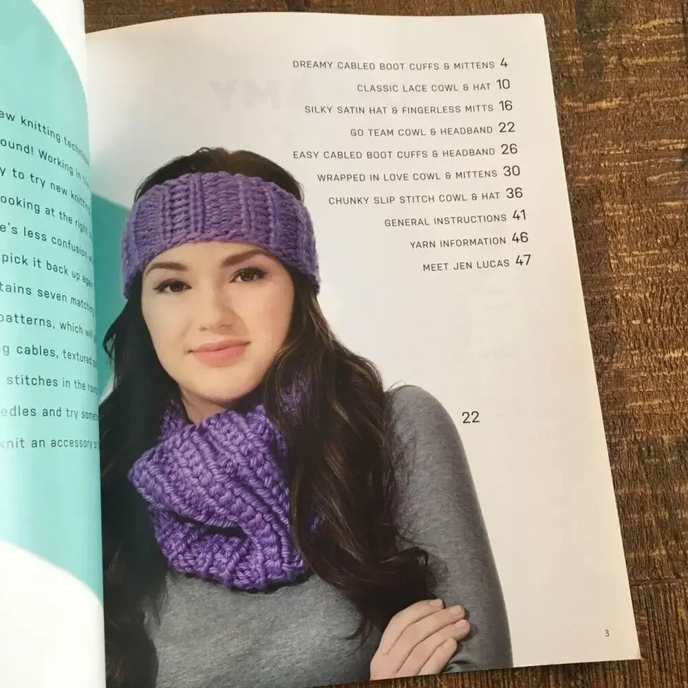 Leisure Arts Knit Accessories Pattern Book Knitting Scarf Hat Mittens Mitts Cowl